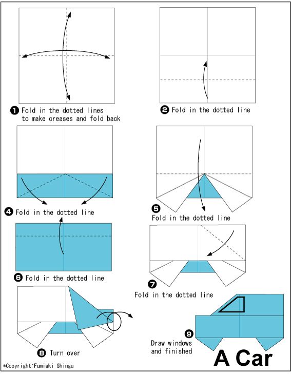 3d origami car instructions