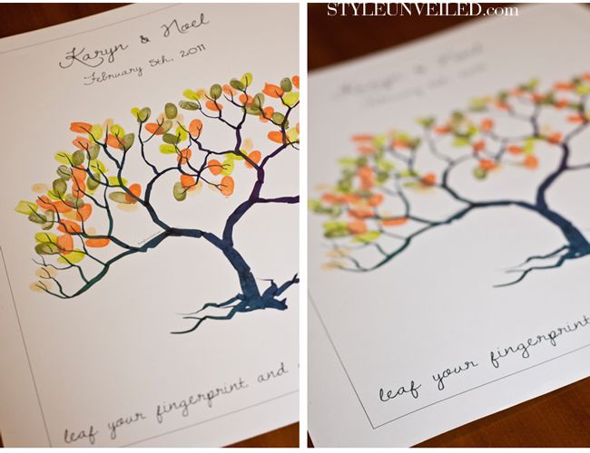 fingerprint tree wedding guest book instructions