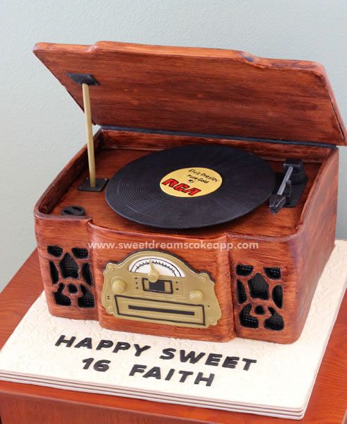 record player cake instructions